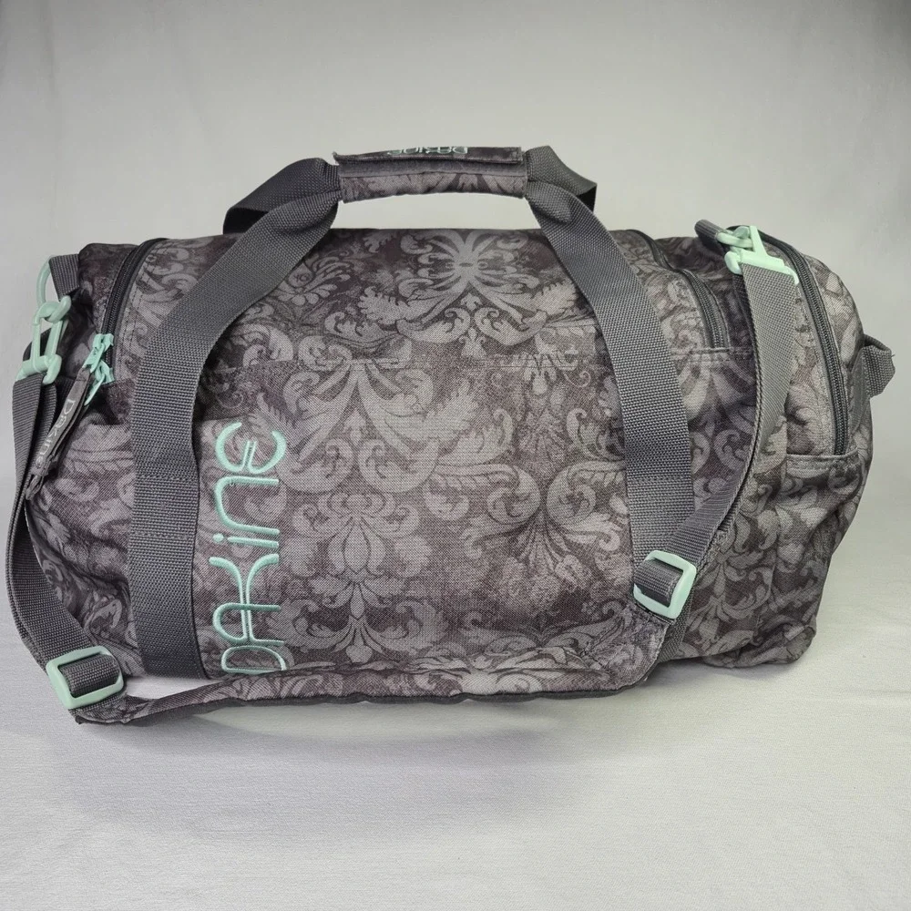 Dakine EQ 31L Duffle Duffel Gray Grey Floral Damask Medium Teal Embroidered Bag